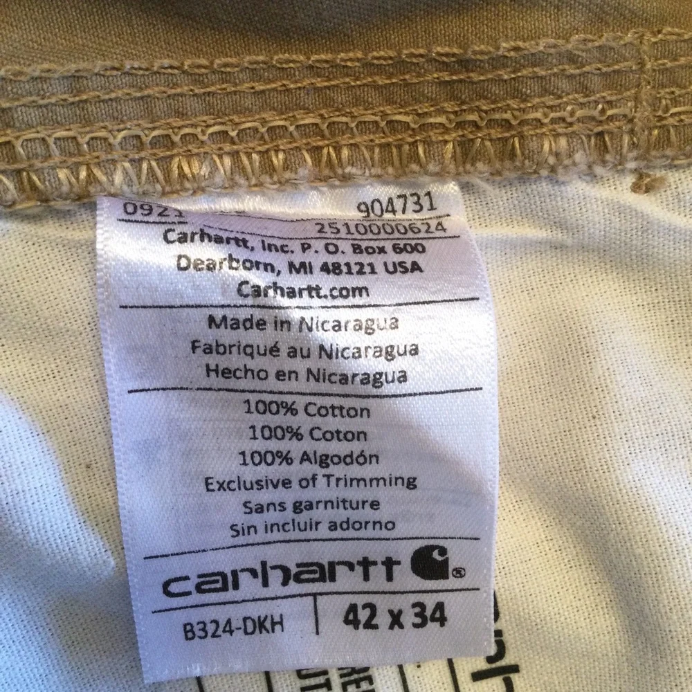 Carhartt Relaxed Fit Twill Utility Work Pant Dark Khaki Size W42 L34